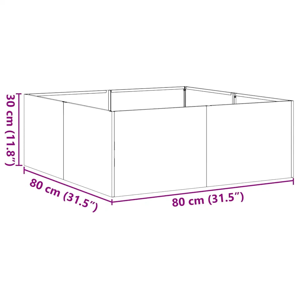Fioriera Antracite 80x80x30 cm in Acciaio 860803