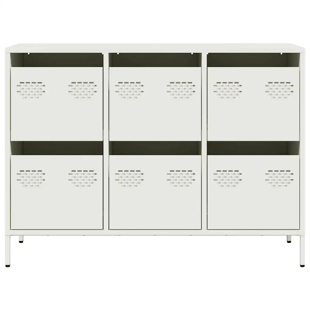 Credenza Bianca 101,5x39x73,5 cm in Acciaio Laminato a Freddo 851267