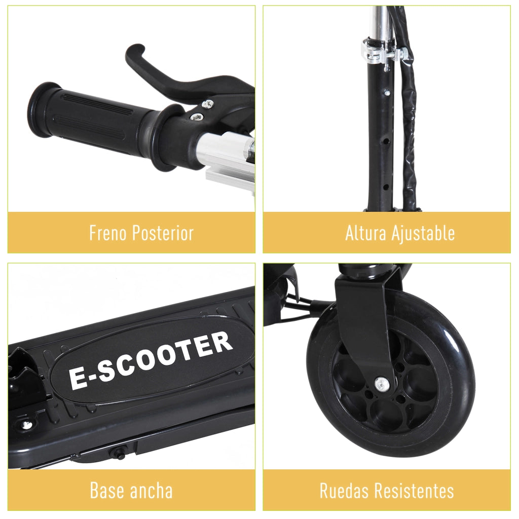 Scooter Elettrico Pieghevole per Bambini ¨C zephmum ¨C Nero, 24V, 74x36x69-91 cm
