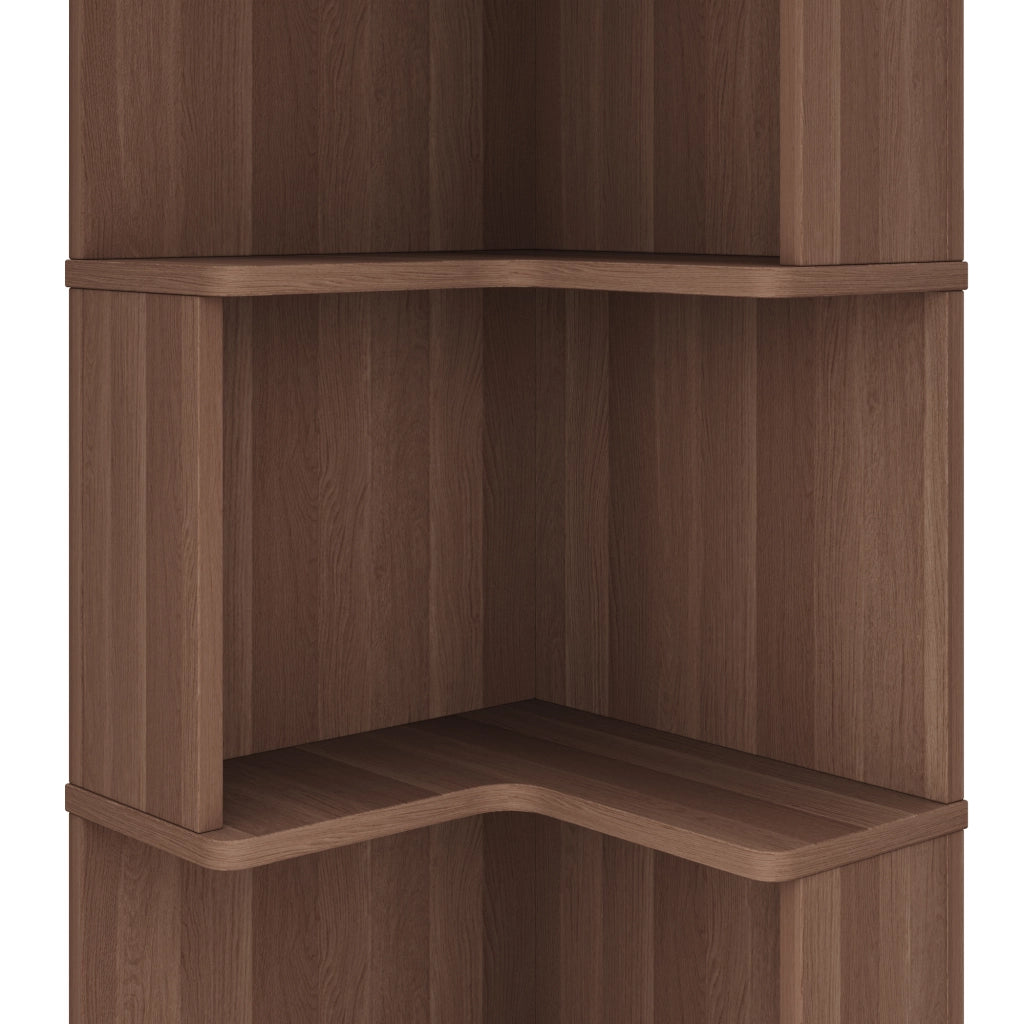 Libreria angolare a L con illuminazione LED, 63,5 x 45 x 175 cm, 5 ripiani, marrone
