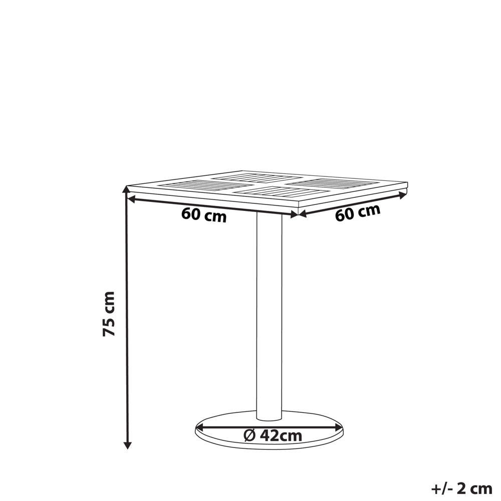 Tavolino da caffè da bistrot da giardino in legno chiaro piano quadrato 60x60 cm base in metallo Nero rustico moderno