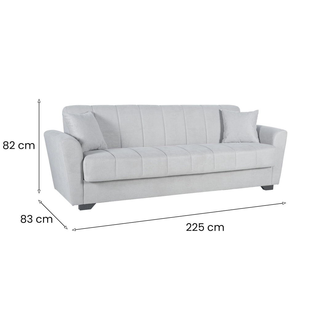 Ribera, Divano Letto 3 Posti Contenitore, 225x83 cm Grigio Chiaro