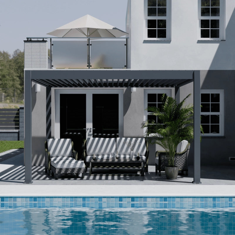 Pergola bioclimatica motorizzata Ombréa ELMO autoportante 4x4M - Antracite