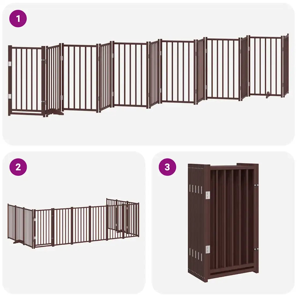 vidaXL Cancello Cani Porta Pieghevole Marrone 12 Pannelli 600cm Pioppo
