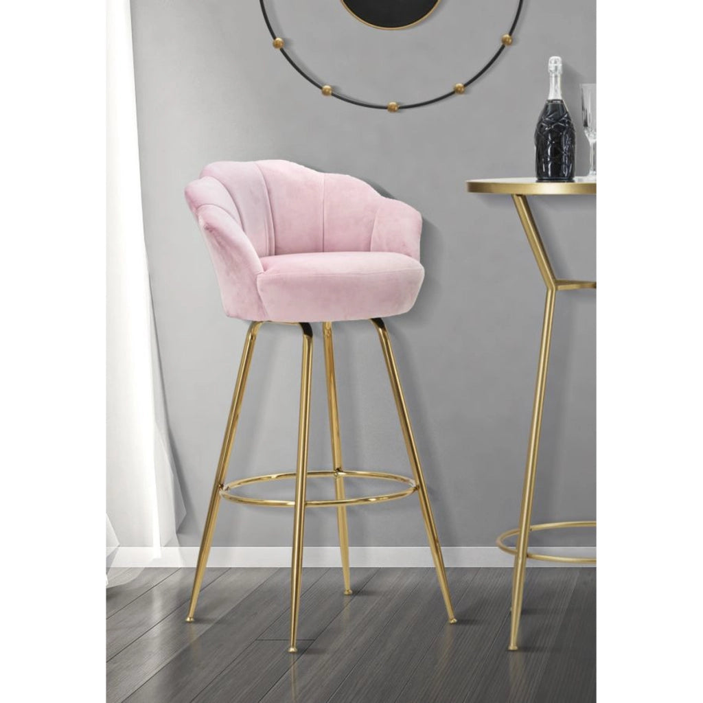 Sgabello da bar Vienna rosa e gold in velluto – H 110 cm