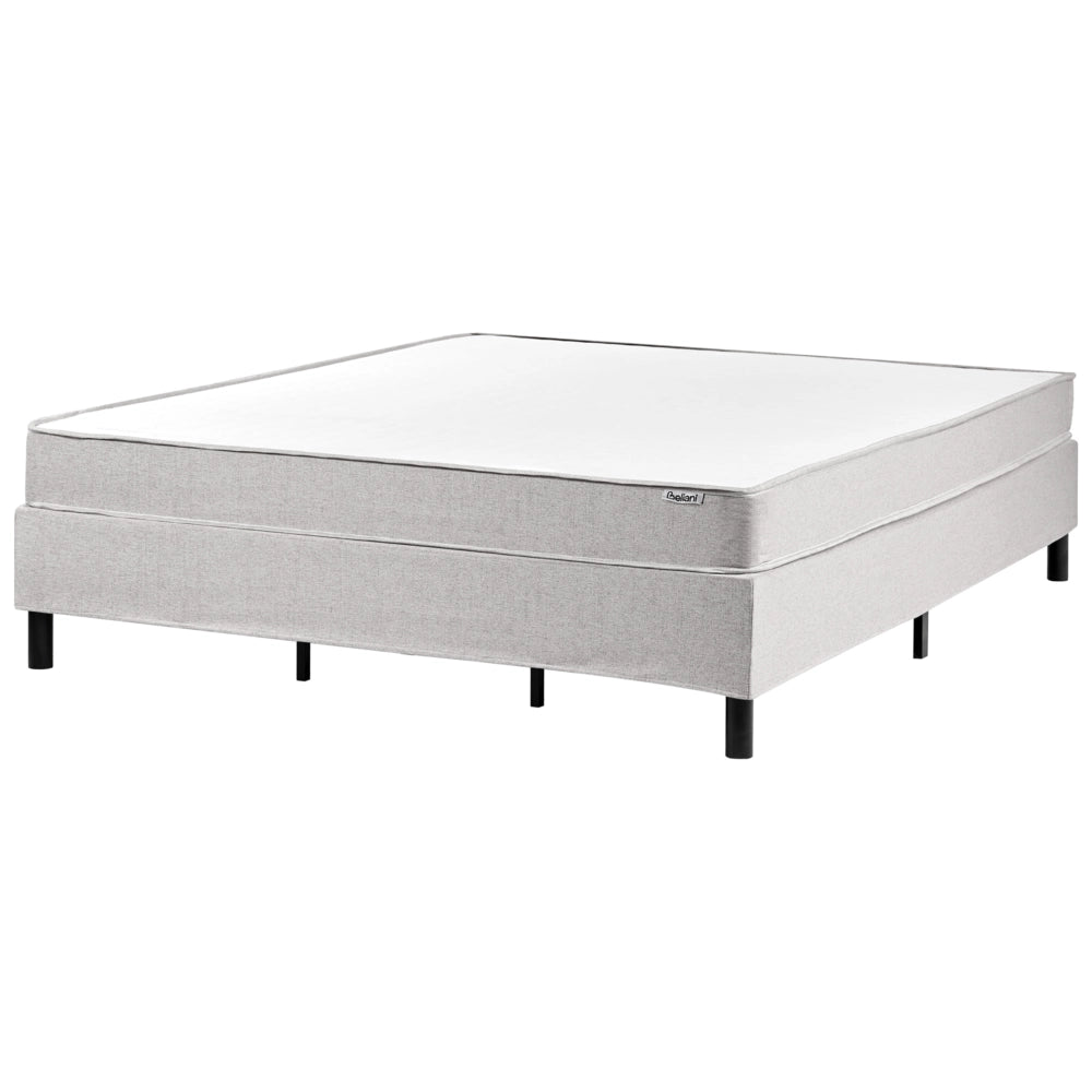 Letto matrimoniale con rete in tessuto 180 x 200 cm con materasso a molle insacchettate senza testiera camera da letto grigio chiaro