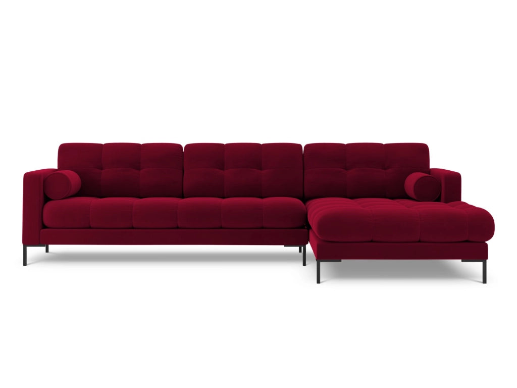 Cosmopolitan Design - Divano angolare destro "Bali" 5 posti in velluto rosso 