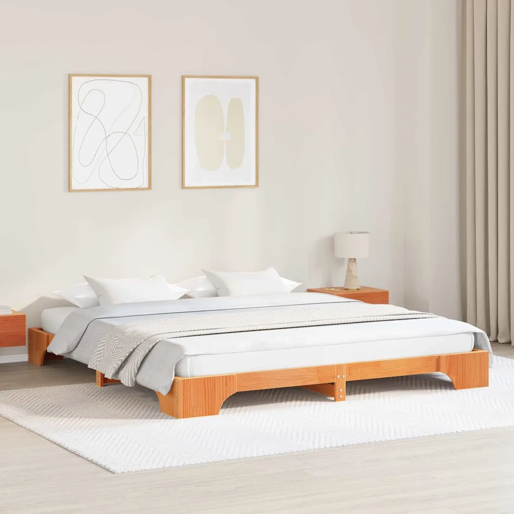 Struttura del letto Marrone cerato 200 x 200 cm Pino massello