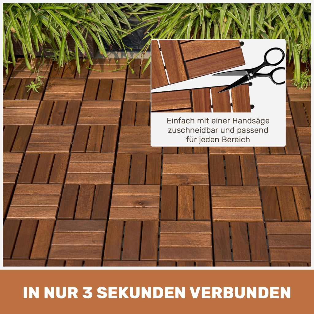 Piastrelle decking da esterni in legno di acacia marrone per giardino balcone e area piscina