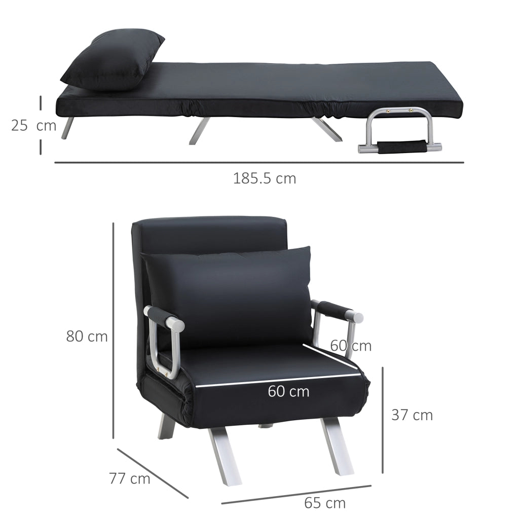 DIVANO LETTO Reclinabile 65x69x80 cm Poliestere Nero
