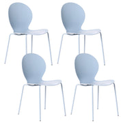 Set di 4 sedie da giardino azzurro in materiale sintetico plastico per interni ed esterni, sala da pranzo in stile moderno