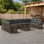 Set Divano da Giardino 11 pz Grigio e Grigio Scuro polyrattan 3436841