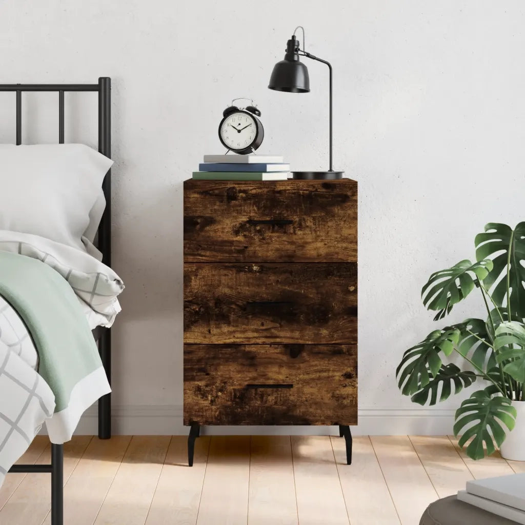 Comodino | Armadio da Notte | Mobiletto da notte Rovere Fumo 40x40x66 cm in Legno Multistrato