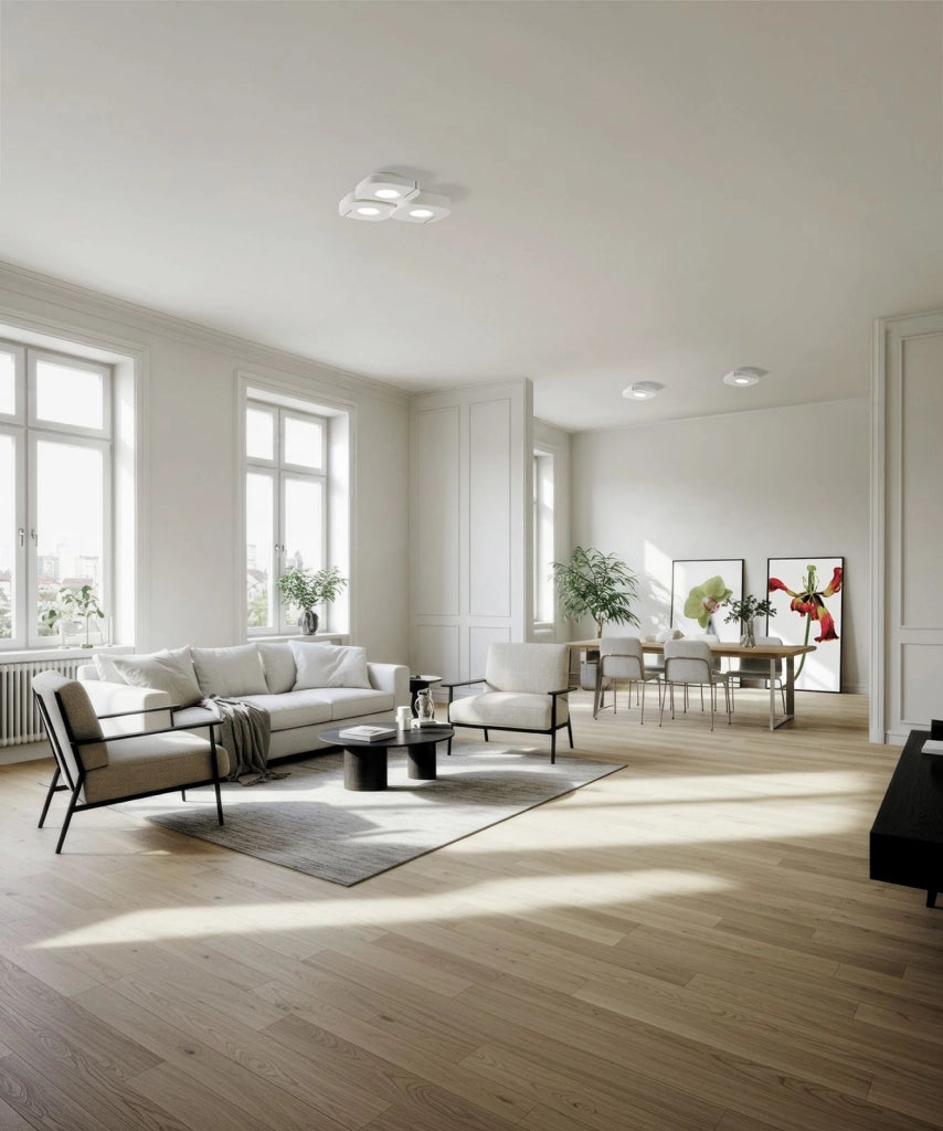 SARDIS Lampada da soffitto 3 luci attacco GX53 in gesso bianco con rifinitura Bronzo satinato