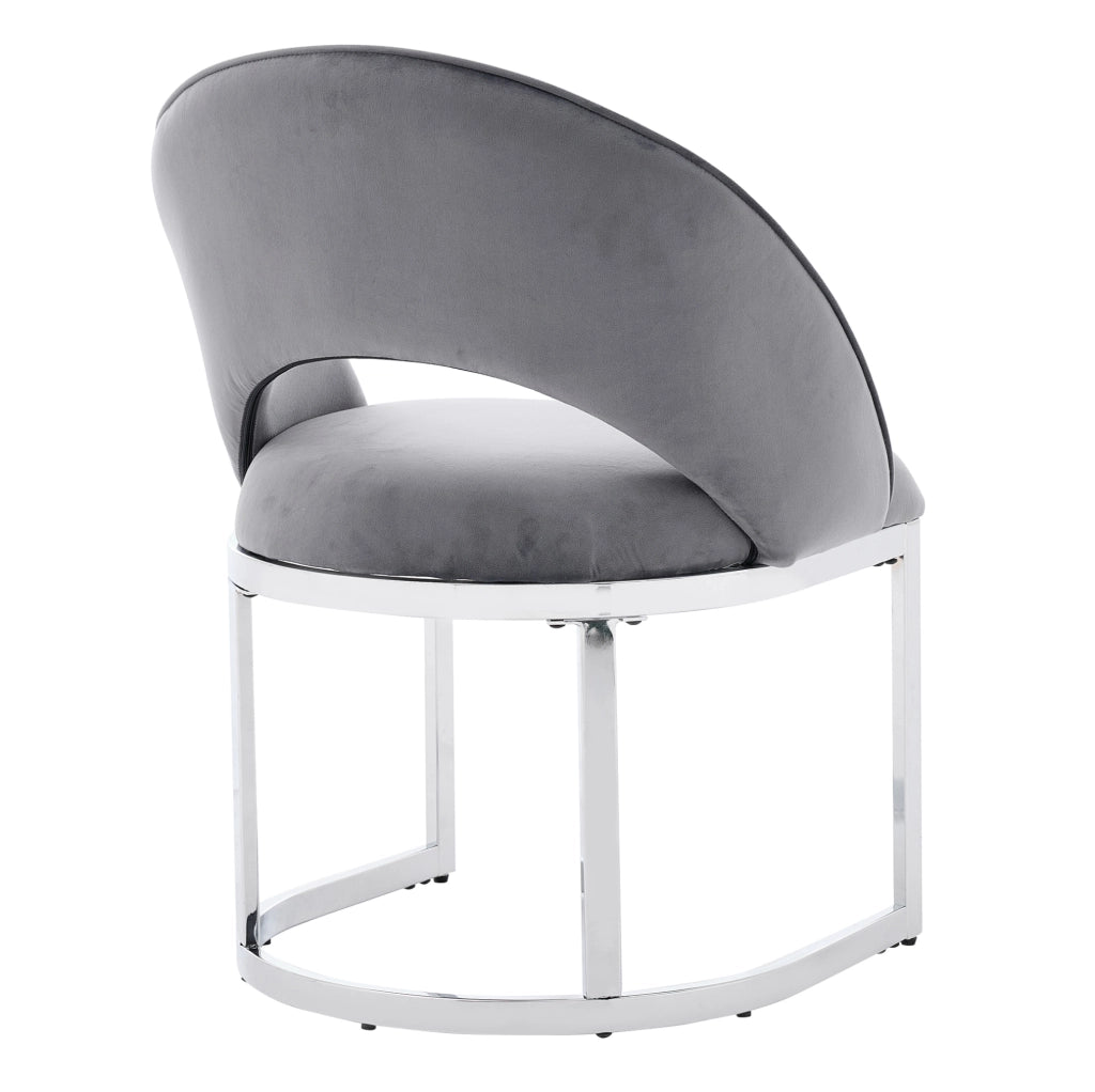 Set di 4 sedie da pranzo in velluto grigio con gambe argentate