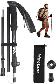 Wandstabilizzatore trekking per trekking, 7075 alluminio, ultraleggero, regolabile, ripiegabile per trekking, uomo e donna (nero, 1 pezzo)