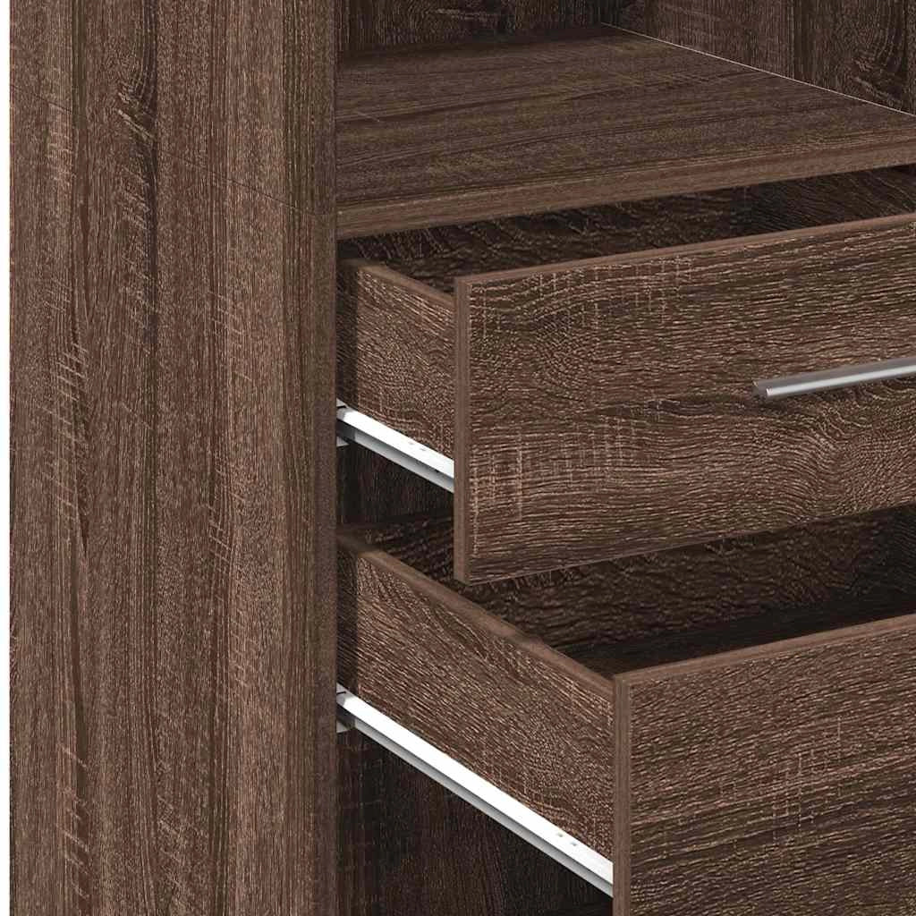 Buffet credenza cassettiera mobiletto mobile contenitore organizer cucina soggiorno salotto alto 50 x 42,5 x 124 cm legno ingegnerizzato marrone 02_0033725