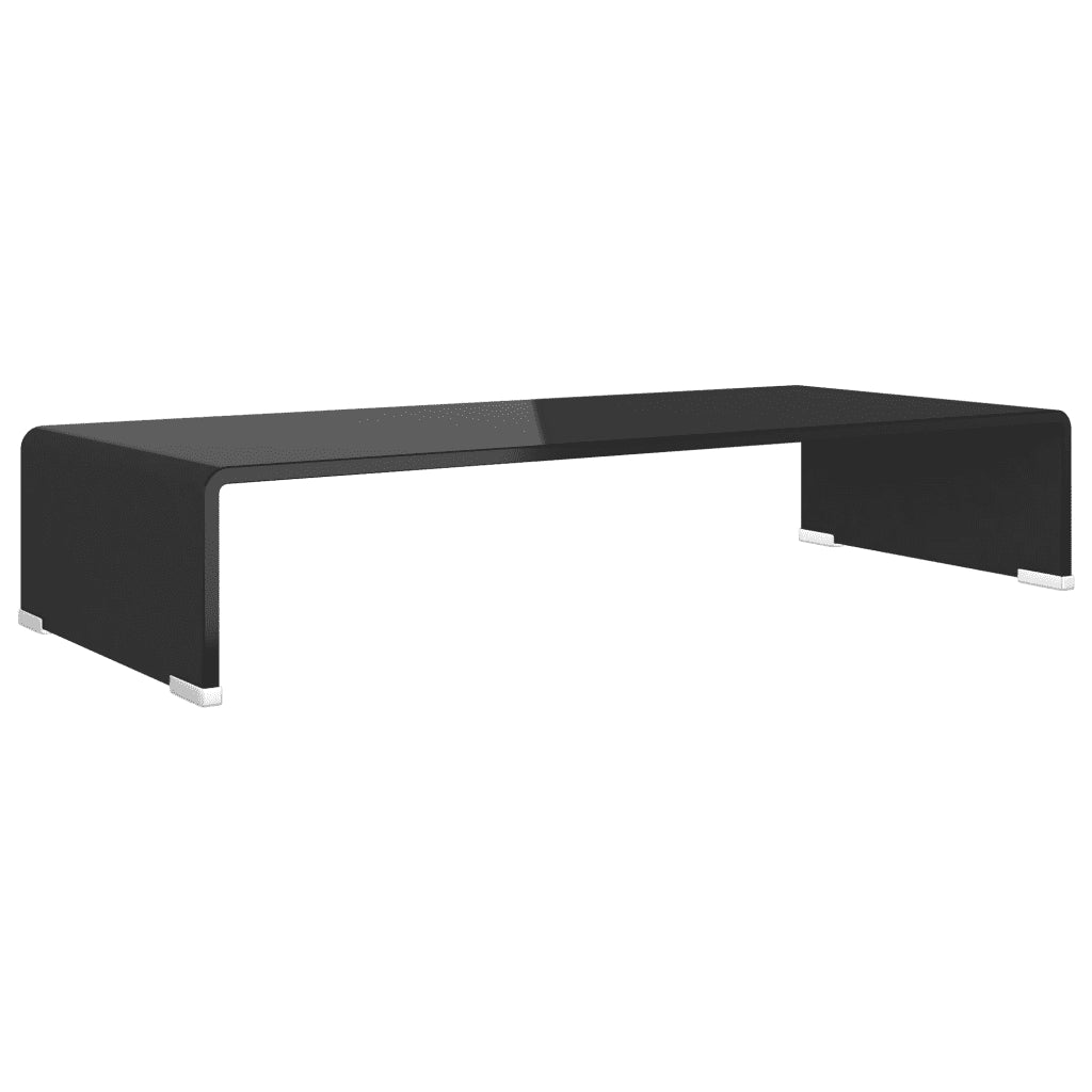 Mobile/Rialzo Porta TV in Vetro Nero 70x30x13 cm 244136