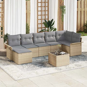 Set Divano da Giardino con cuscino 8 pcs Beige Poly Rattan 3354129