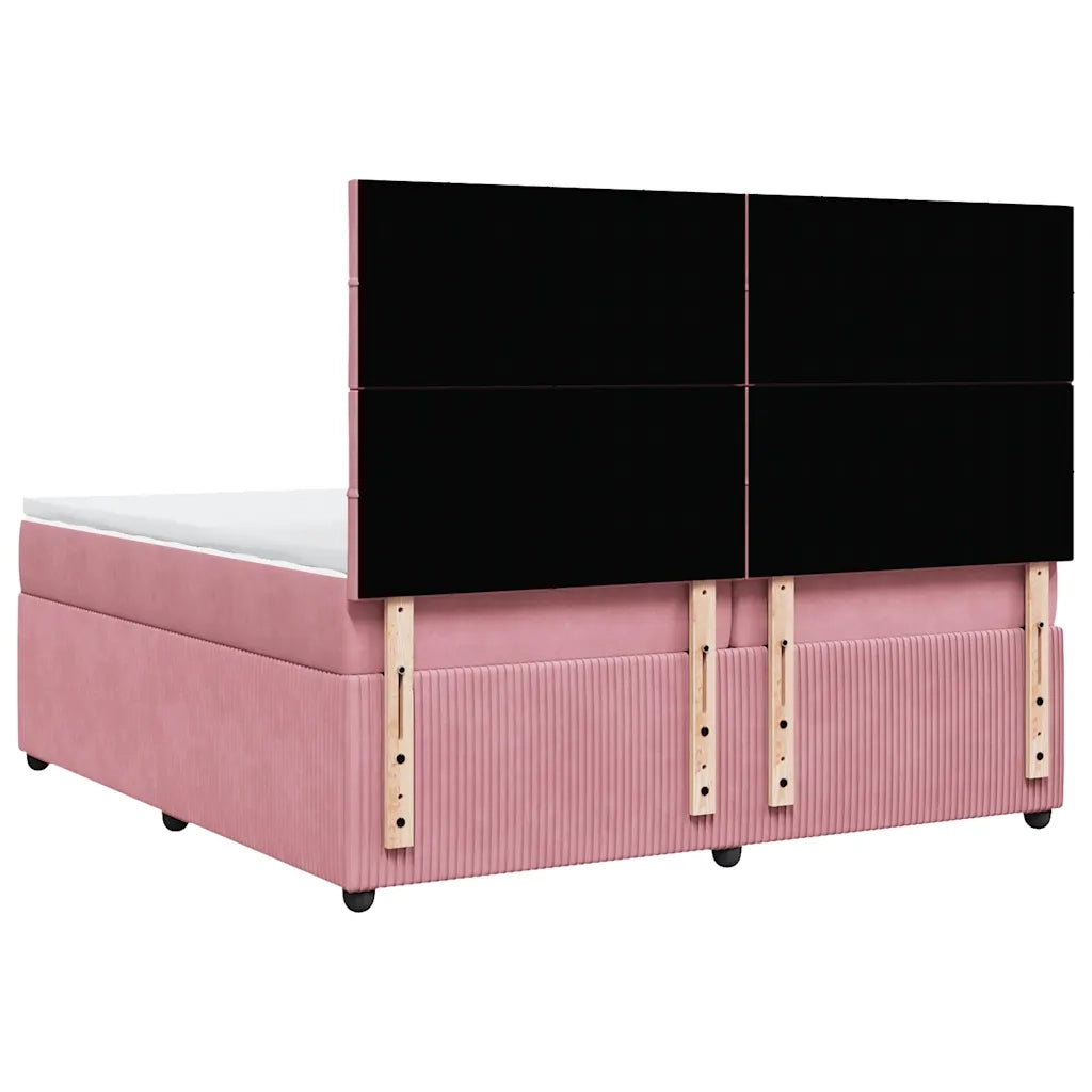 Giroletto a Molle con Materasso Rosa 200x200 cm in Velluto 3292435