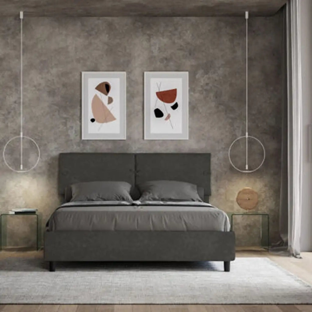Letto matrimoniale contenitore imbottito 160x200 microfibra grigio Sleeper