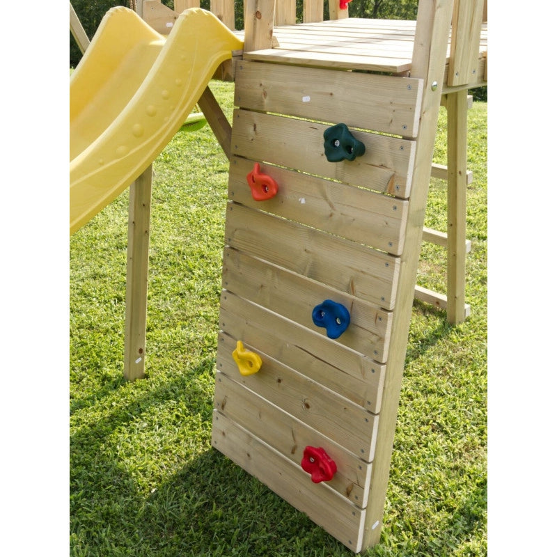 Torretta giochi bambini in legno con scivolo Kicca  piattaforma rialzata con arrampicata e scaletta