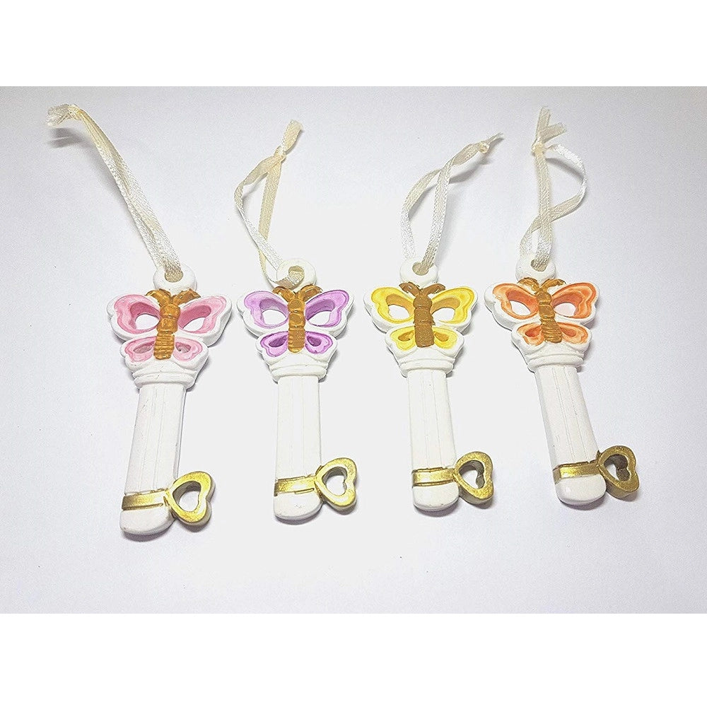 Trade Shop - Set 12 Pz. Bomboniera Bomboniere Chiave Farfalla 18 Anni Compleanno Portachiavi -