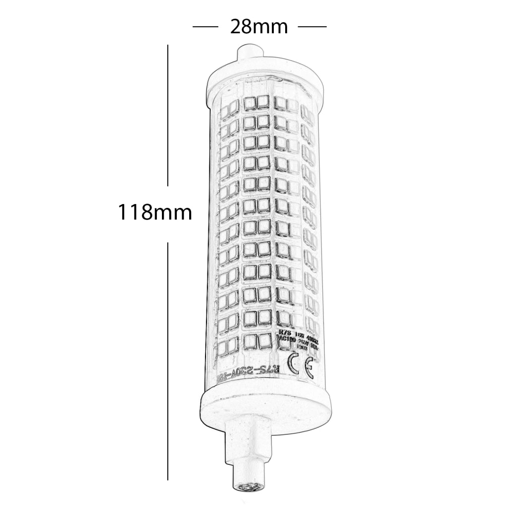 Lampadina attacco R7S 192 LED SMD 2835 lampada 16W 2000 lumen 118mm 230V LUCE 3000K