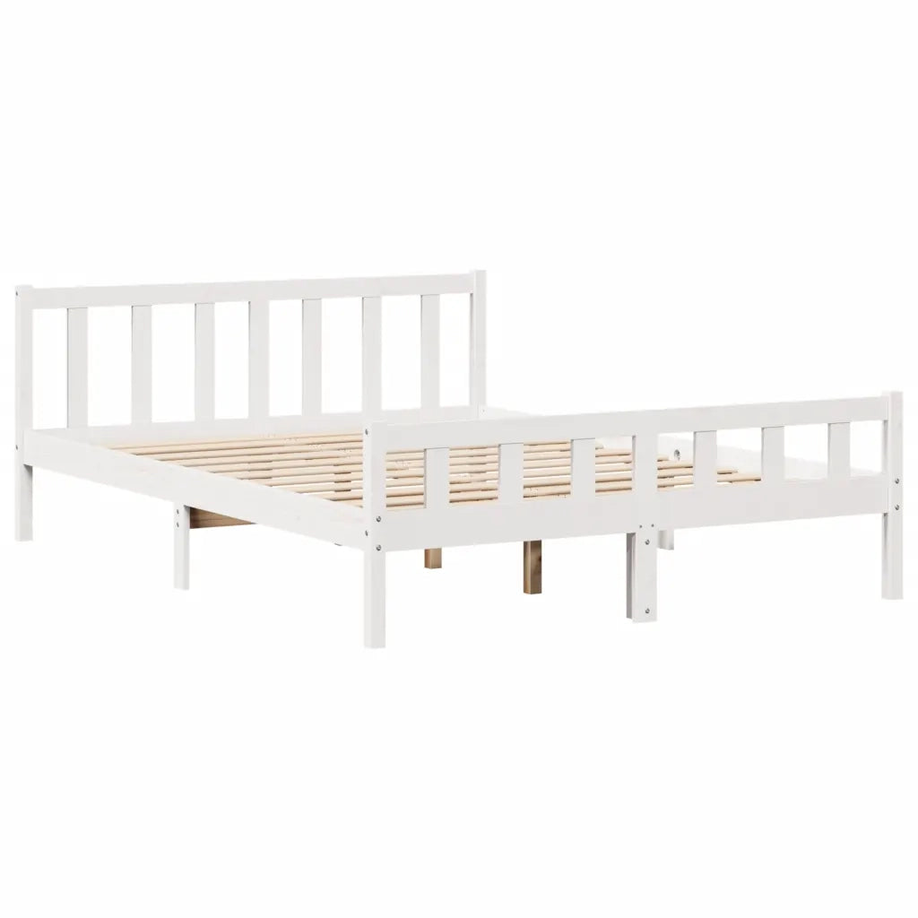 Letto senza Materasso Bianco 150x200 cm Legno Massello di Pino