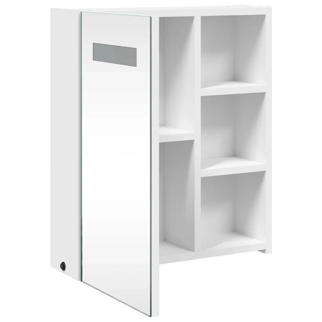 Armadietto Bagno | Armadio da bagno con Specchio e LED Bianco 45x13x52 cm