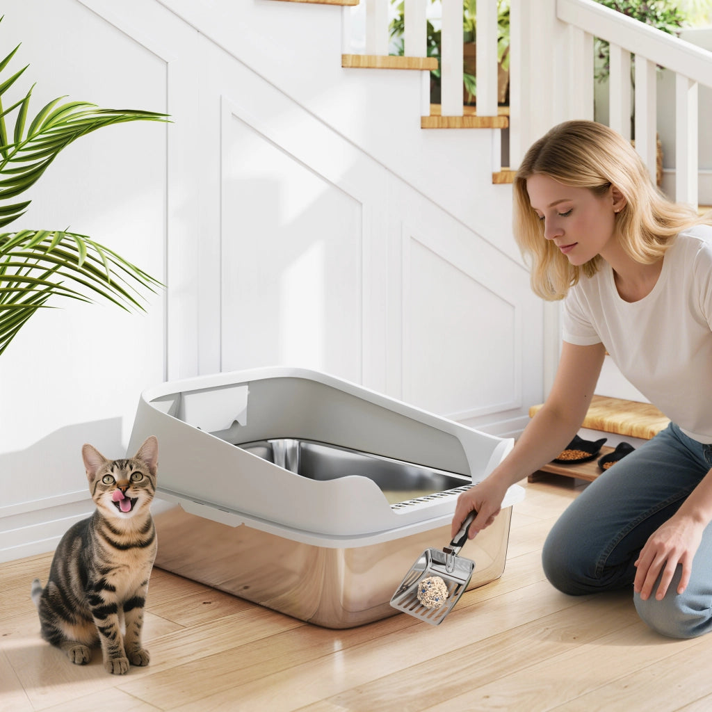 Arenero per Gatti ¨C zephmum ¨C 70x50x30 cm Grigio Acciao Inox