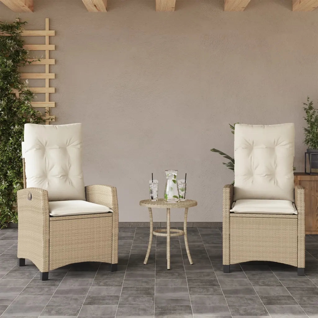 Set da Bistr¨° 3 pz | Set Salotto da Giardino con Cuscini Beige in Polyrattan