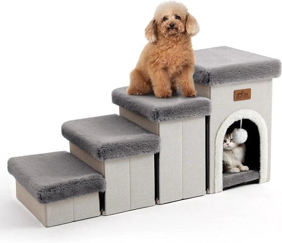 Scalete per Piccoli Cani con Ripostiglio & Appartamento 44,5cm H Scalette Ripiegabile per Piccoli, Medi o Puppi Cani e Gatti Anziani