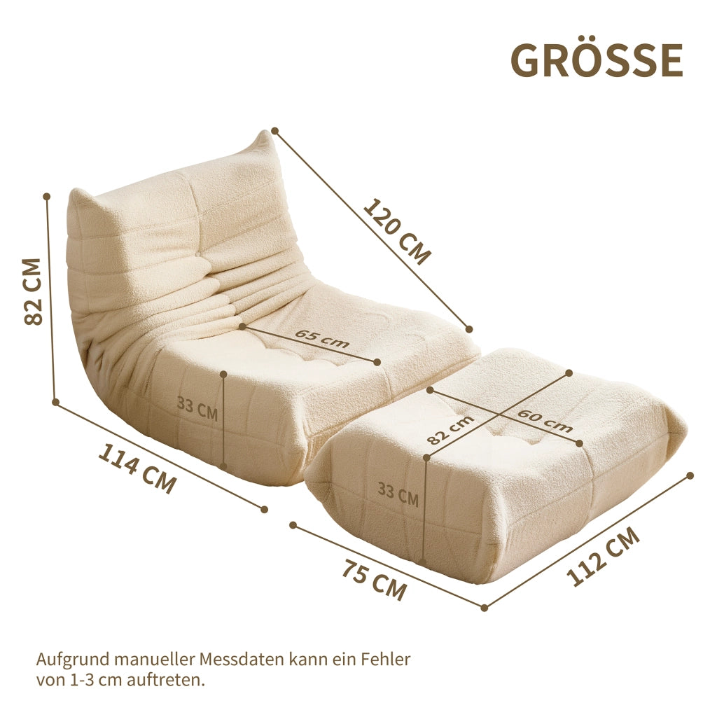 DIVANO SACCO Singolo in Teddy Fleece Beige