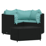 Set Divani da Giardino 4 pz | Set Salotto da Giardino con Cuscini Nero in Polyrattan