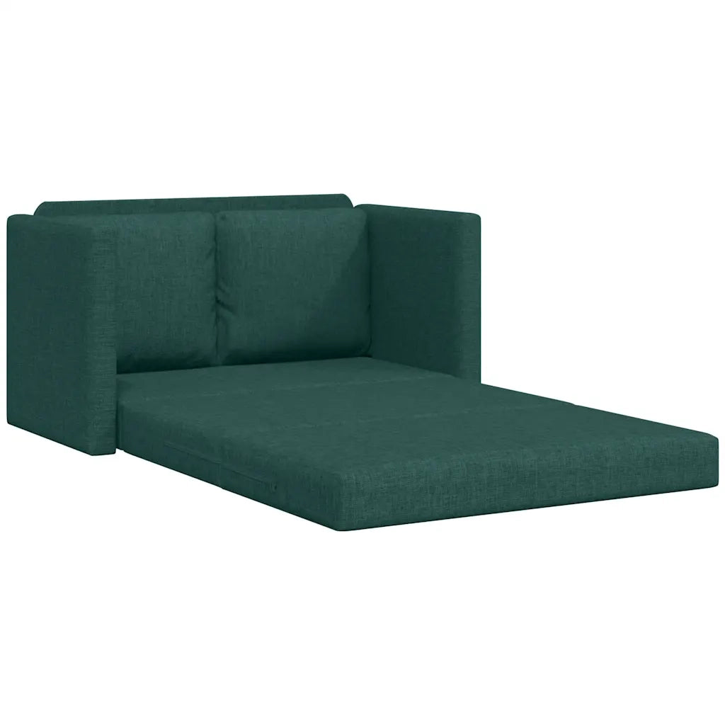 Divano Letto da Terra 2 in 1 Verde Scuro 112x174x55 cm Tessuto 353968