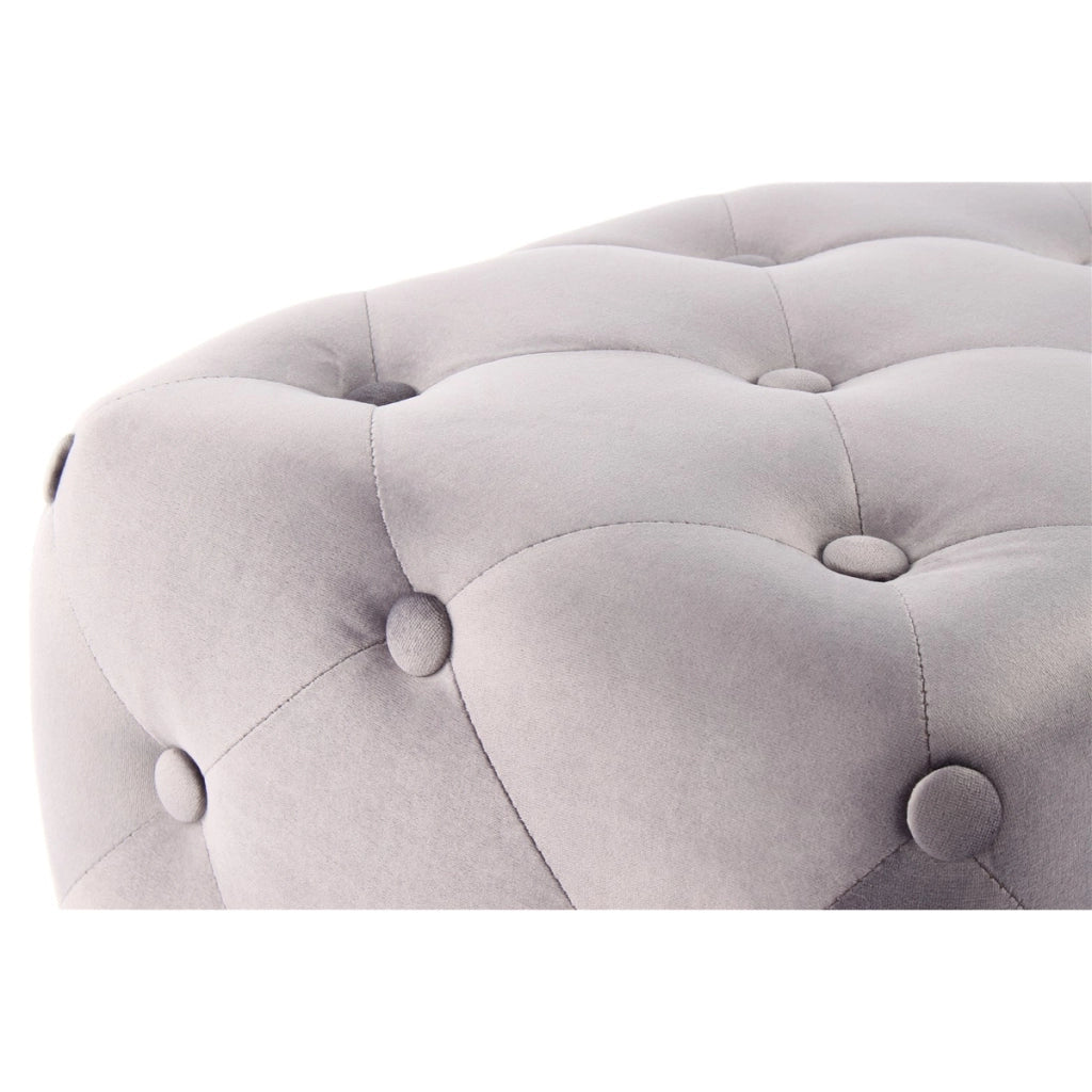 Pouf contenitore Piano in velluto rosa con bottoni decorativi