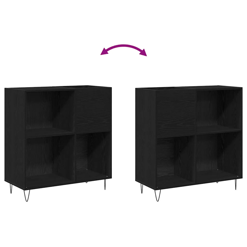 Mobile porta vinili con lo scaffale Rovere Nero 85 x 38 x 89 cm 862913