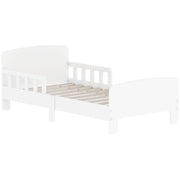Letto per Bambini 3-8 Anni Basso con Sponde Laterali e Bordi Lisci ¨C Minimal ¨C Legno Bianco 143.5x74.2x54 cm