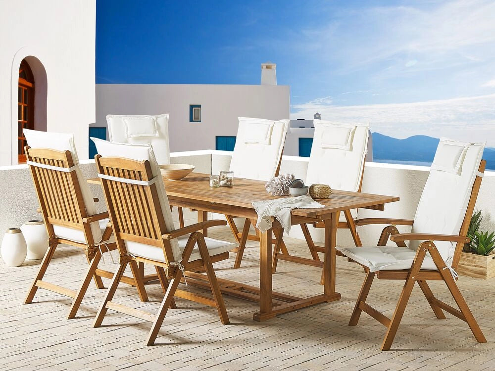 Set di 6 cuscini per sedie da giardino Cuscino per schienale in poliestere bianco sporco Cuscino per esterni dal design moderno
