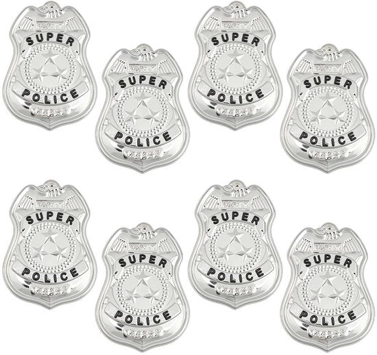 Set di Badges di Polizia da 8 - Sheriff Badge - Piastrine per Agenti di Polizia - Accessori di Costume - Requisiti di Halloween - Uniforme da Cowboy