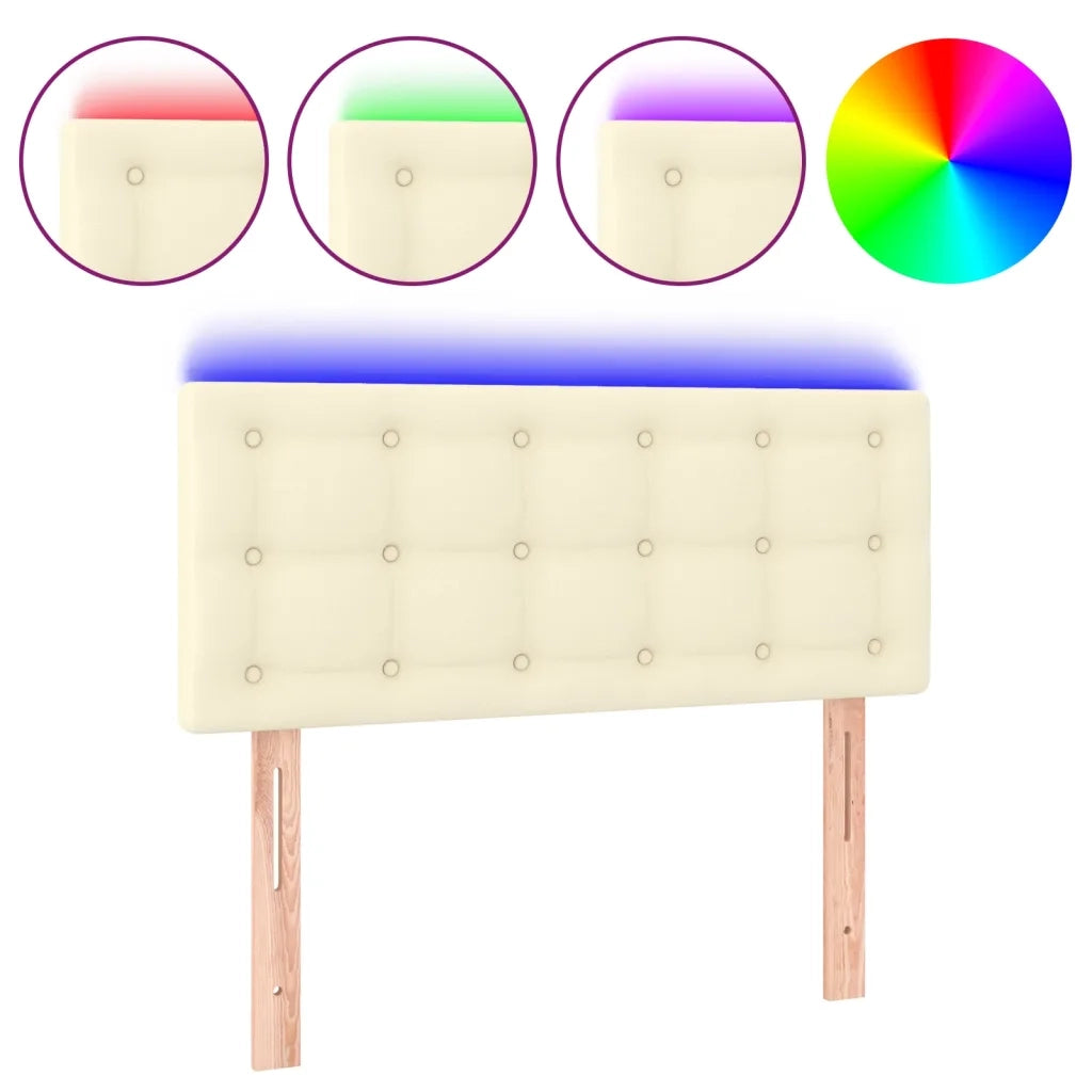 Testiera Crema a LED 80x5x78/88 cm in Similpelle 3121686