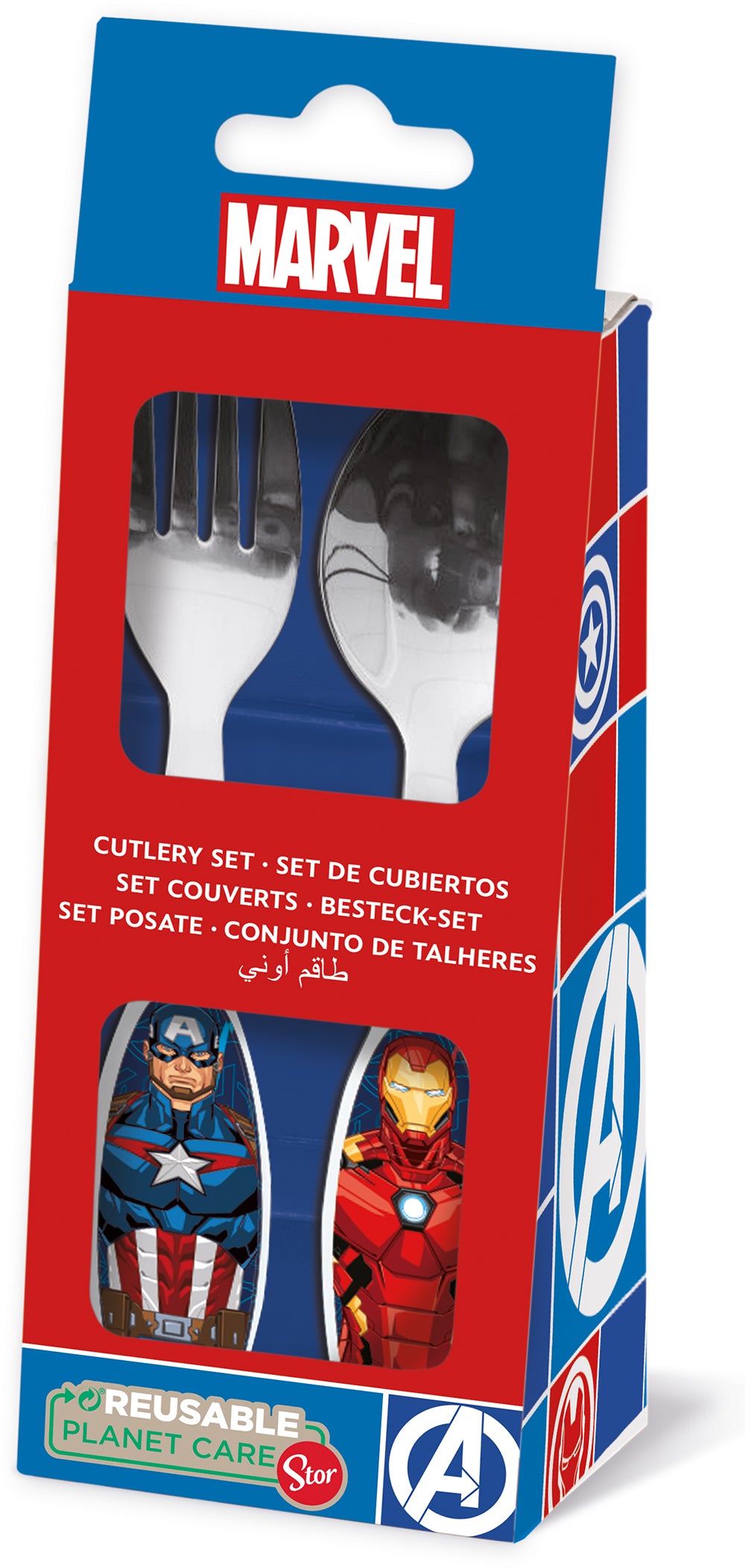 Set 2 posate per bambini in acciaio Avengers