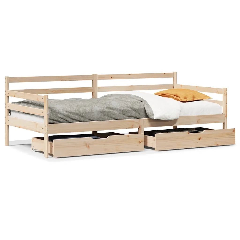 Dormeuse con Cassetti Bianca 80x200 cm Legno Massello di Pino 3302064