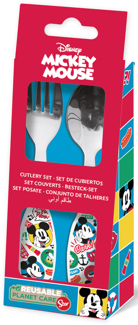 Set 2 posate per bambini in acciaio Mickey Mouse