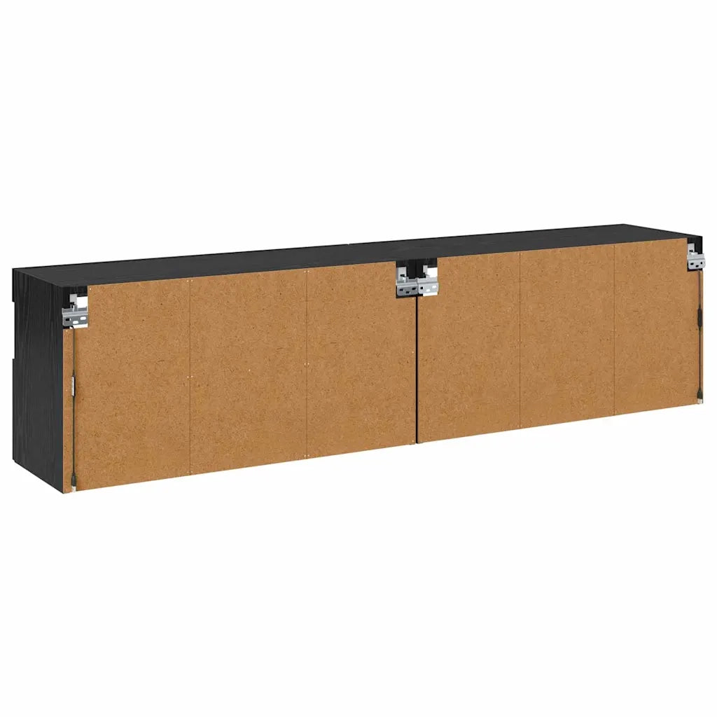 Mobiletti TV da Parete 2 pcs Rovere Nero 80 x 30 x 40 cm 882982