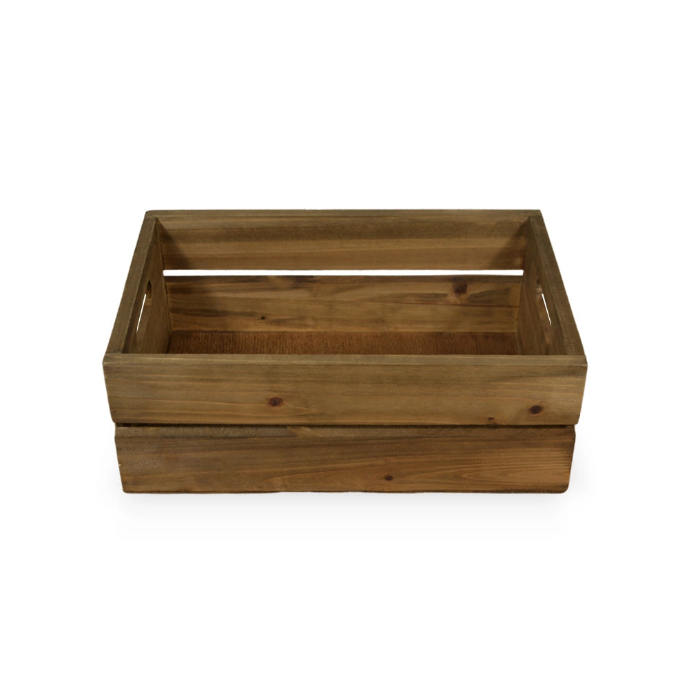 5 Cassettine Contenitori Portaoggetti in Legno Marrone con manici cm 30x19 x h11