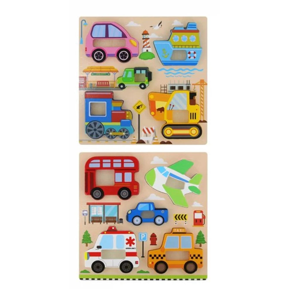 Trade Shop - Puzzle A Incastro Tema Mezzi Trasporto Gioco Legno Per Bambini Educativo 2 Modelli 32342 -