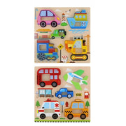 Trade Shop - Puzzle A Incastro Tema Mezzi Trasporto Gioco Legno Per Bambini Educativo 2 Modelli 32342 -