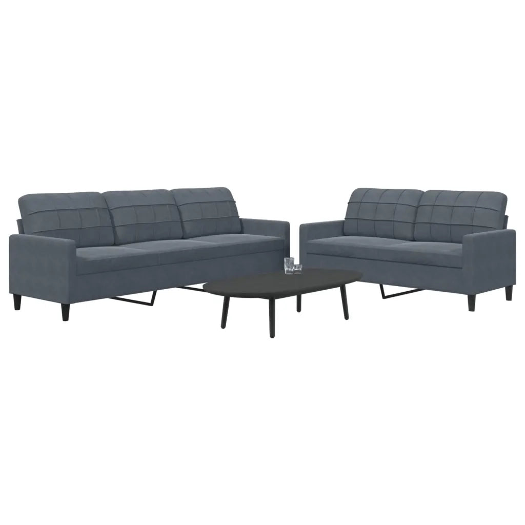 vidaXL Set di Divani 2 pz con Cuscini Grigio Scuro in Velluto
